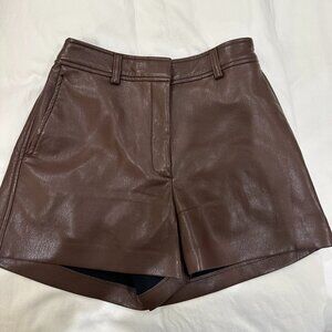 Brown Leather Mini High-rise Aritzia Shorts